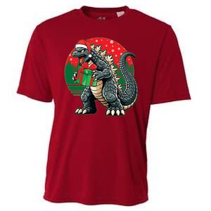 Cool Christmas Santa Japanese Monster Kaiju Cooling Performance Crew T-Shirt