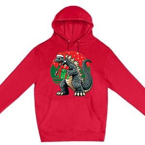 Cool Christmas Santa Japanese Monster Kaiju Premium Pullover Hoodie