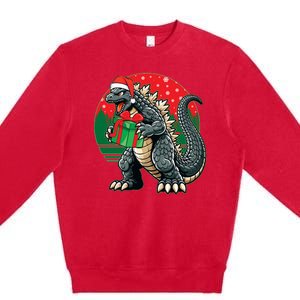 Cool Christmas Santa Japanese Monster Kaiju Premium Crewneck Sweatshirt