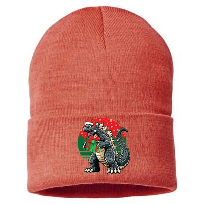 Cool Christmas Santa Japanese Monster Kaiju Sustainable Knit Beanie