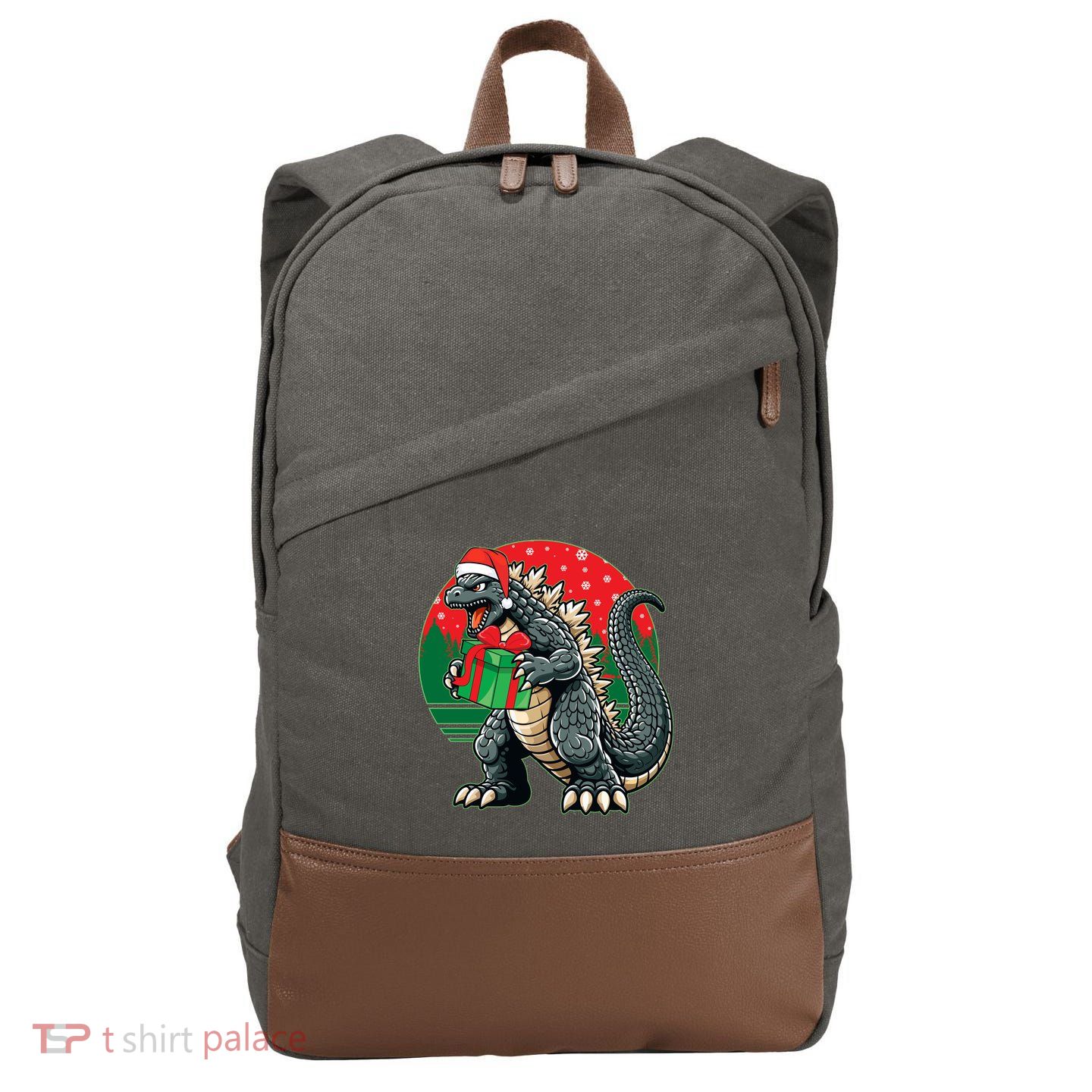 Cool Christmas Santa Japanese Monster Kaiju Cotton Canvas Backpack