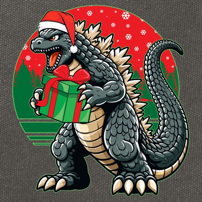 Cool Christmas Santa Japanese Monster Kaiju Cotton Canvas Backpack