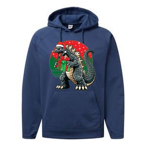 Cool Christmas Santa Japanese Monster Kaiju Performance Fleece Hoodie