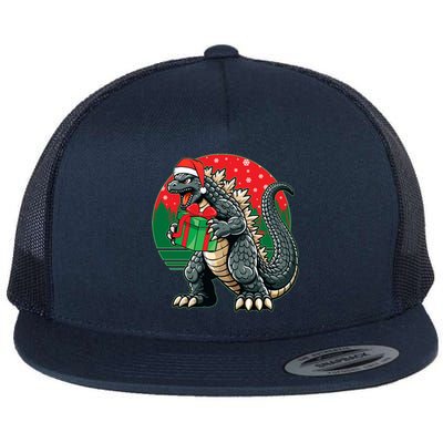 Cool Christmas Santa Japanese Monster Kaiju Flat Bill Trucker Hat