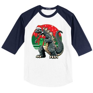 Cool Christmas Santa Japanese Monster Kaiju Baseball Sleeve Shirt