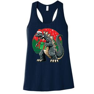 Cool Christmas Santa Japanese Monster Kaiju Women's Racerback Tank