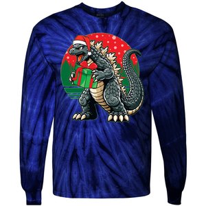 Cool Christmas Santa Japanese Monster Kaiju Tie-Dye Long Sleeve Shirt