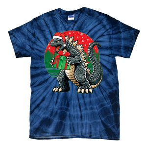 Cool Christmas Santa Japanese Monster Kaiju Tie-Dye T-Shirt