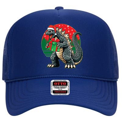 Cool Christmas Santa Japanese Monster Kaiju High Crown Mesh Back Trucker Hat