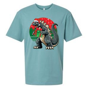 Cool Christmas Santa Japanese Monster Kaiju Sueded Cloud Jersey T-Shirt