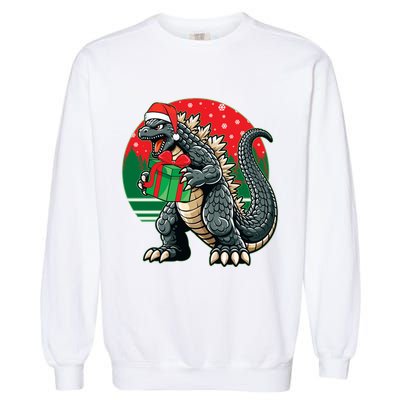 Cool Christmas Santa Japanese Monster Kaiju Garment-Dyed Sweatshirt