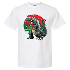 Cool Christmas Santa Japanese Monster Kaiju Garment-Dyed Heavyweight T-Shirt