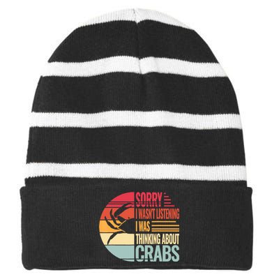 Crab Crabmeat Seafood Crabbing Crabs Crabby Striped Beanie with Solid Band