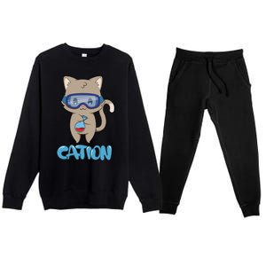 Cation Cute Science Cat Pawsitive Elet Chemistry Teacher Gift Premium Crewneck Sweatsuit Set