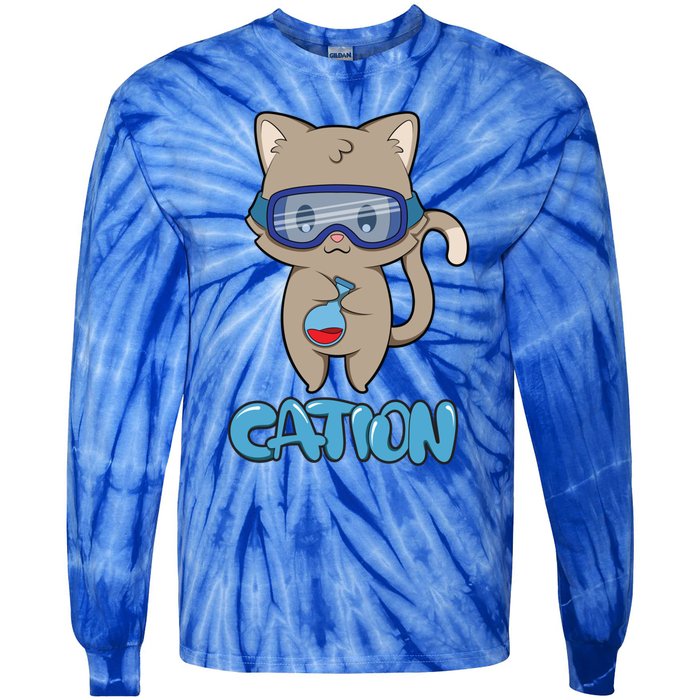 Cation Cute Science Cat Pawsitive Elet Chemistry Teacher Gift Tie-Dye Long Sleeve Shirt