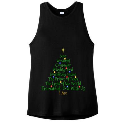 Christian Christmas S Bible Names Of Jesus Tree Shaped Ladies PosiCharge Tri-Blend Wicking Tank