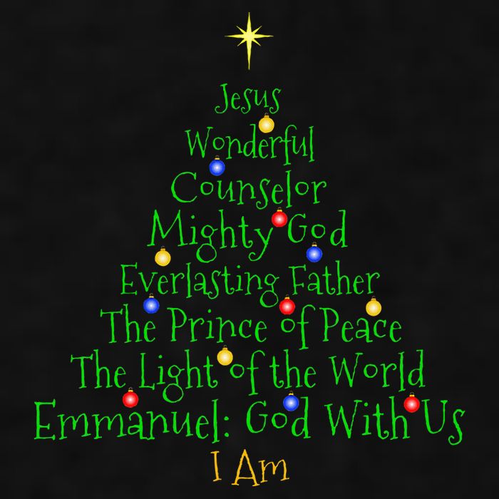 Christian Christmas S Bible Names Of Jesus Tree Shaped Ladies PosiCharge Tri-Blend Wicking Tank