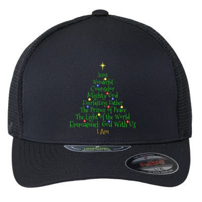 Christian Christmas S Bible Names Of Jesus Tree Shaped Flexfit Unipanel Trucker Cap