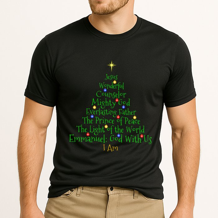 Christian Christmas S Bible Names Of Jesus Tree Shaped Performance Shirt
