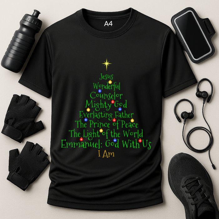 Christian Christmas S Bible Names Of Jesus Tree Shaped Performance Shirt