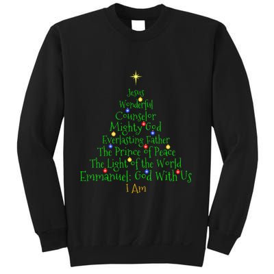 Christian Christmas S Bible Names Of Jesus Tree Shaped Sweatshirt