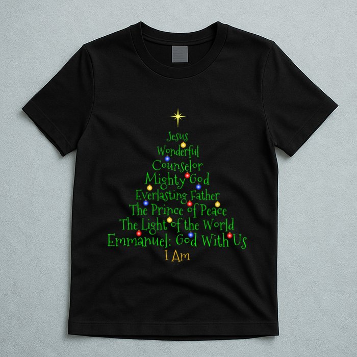 Christian Christmas S Bible Names Of Jesus Tree Shaped T-Shirt