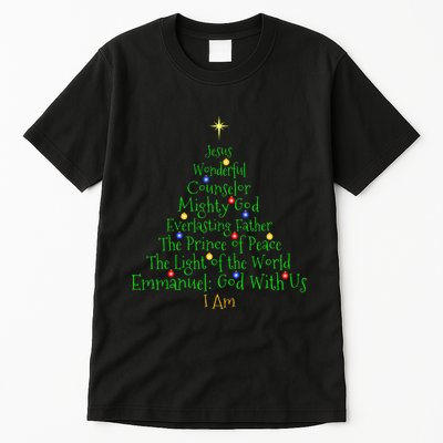 Christian Christmas S Bible Names Of Jesus Tree Shaped Tall T-Shirt