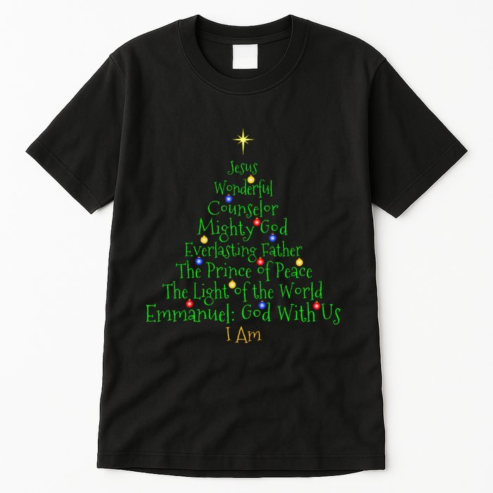 Christian Christmas S Bible Names Of Jesus Tree Shaped Tall T-Shirt