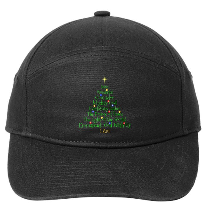 Christian Christmas S Bible Names Of Jesus Tree Shaped 7-Panel Snapback Hat