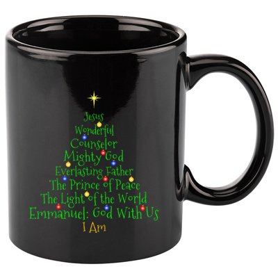Christian Christmas S Bible Names Of Jesus Tree Shaped 11oz C Handle Ceramic Mug