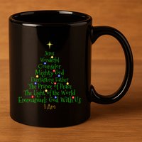 Christian Christmas S Bible Names Of Jesus Tree Shaped 11oz C Handle Ceramic Mug