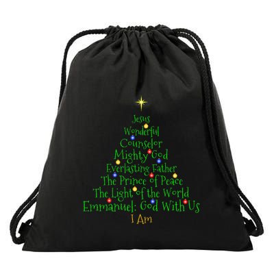 Christian Christmas S Bible Names Of Jesus Tree Shaped Drawstring Bag