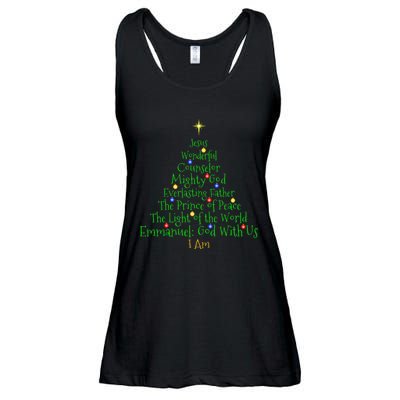 Christian Christmas S Bible Names Of Jesus Tree Shaped Ladies Essential Flowy Tank