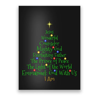 Christian Christmas S Bible Names Of Jesus Tree Shaped Poster