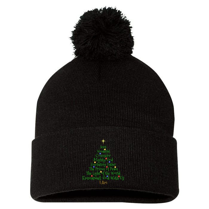 Christian Christmas S Bible Names Of Jesus Tree Shaped Pom Pom 12in Knit Beanie