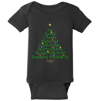Christian Christmas S Bible Names Of Jesus Tree Shaped Baby Bodysuit