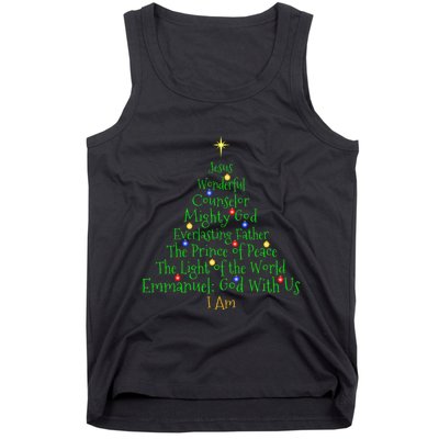Christian Christmas S Bible Names Of Jesus Tree Shaped Tank Top
