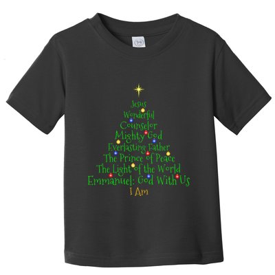 Christian Christmas S Bible Names Of Jesus Tree Shaped Toddler T-Shirt