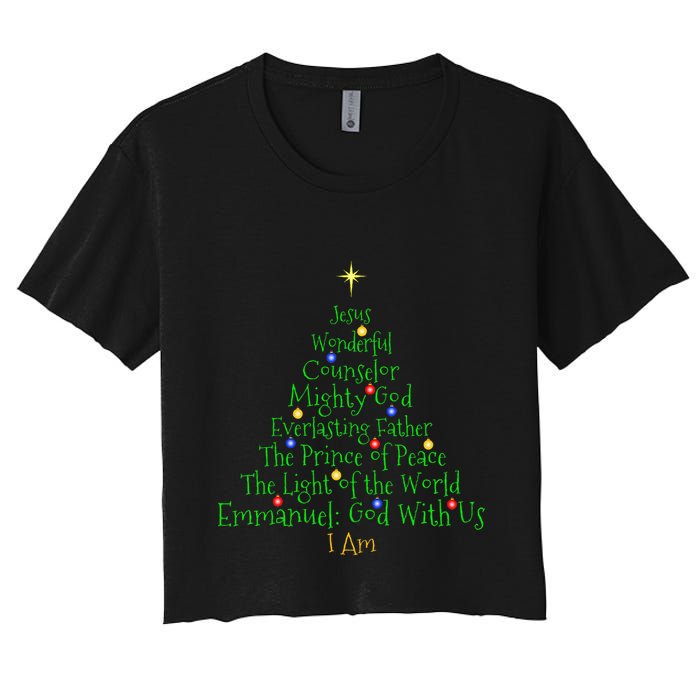 Christian Christmas S Bible Names Of Jesus Tree Shaped Crop Top