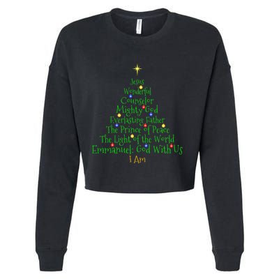 Christian Christmas S Bible Names Of Jesus Tree Shaped Cropped Pullover Crew
