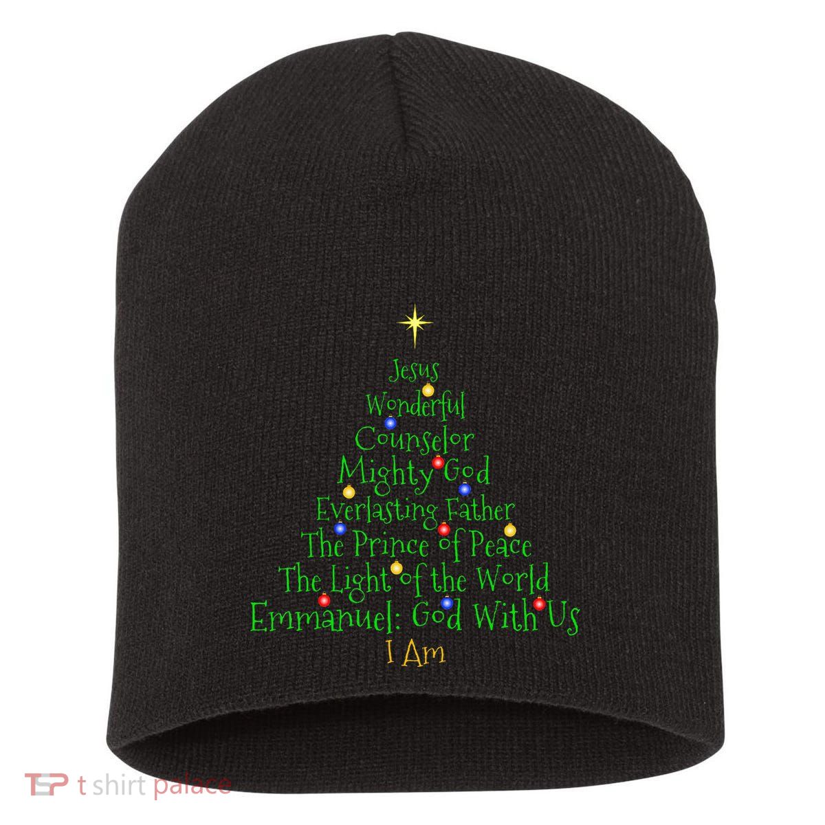 Christian Christmas S Bible Names Of Jesus Tree Shaped Short Acrylic Beanie