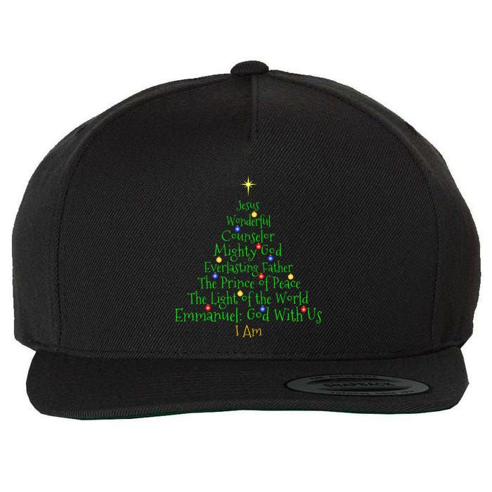 Christian Christmas S Bible Names Of Jesus Tree Shaped Wool Snapback Cap