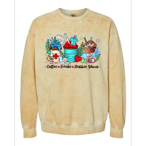 Christmas Coffee Scrubs Rubber Gloves Funny Xmas Nurse Great Gift Colorblast Crewneck Sweatshirt