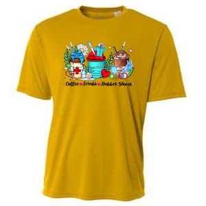 Christmas Coffee Scrubs Rubber Gloves Funny Xmas Nurse Great Gift Cooling Performance Crew T-Shirt