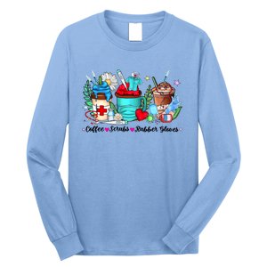 Christmas Coffee Scrubs Rubber Gloves Funny Xmas Nurse Great Gift Long Sleeve Shirt