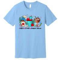 Christmas Coffee Scrubs Rubber Gloves Funny Xmas Nurse Great Gift Premium T-Shirt