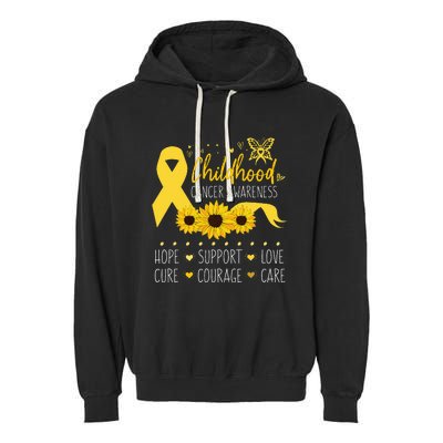 Childhood Cancer Support Family Childhood Cancer Awareness Garment-Dyed Fleece Hoodie