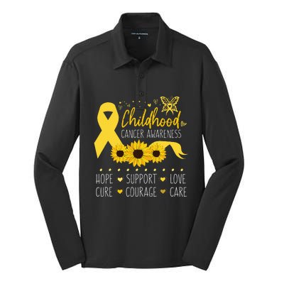 Childhood Cancer Support Family Childhood Cancer Awareness Silk Touch Performance Long Sleeve Polo