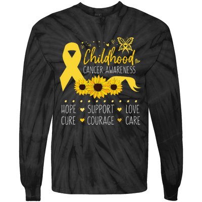 Childhood Cancer Support Family Childhood Cancer Awareness Tie-Dye Long Sleeve Shirt