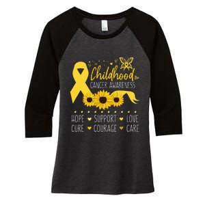 Childhood Cancer Support Family Childhood Cancer Awareness Women's Tri-Blend 3/4-Sleeve Raglan Shirt